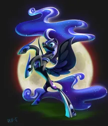 Size: 1760x2048 | Tagged: safe, artist:brdte, derpibooru import, nightmare moon, alicorn, earth pony, pony, female, full moon, image, jpeg, mare, moon, rearing, solo