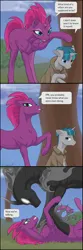 Size: 1000x3000 | Tagged: suggestive, artist:arareroll, derpibooru import, pony of shadows, stygian, tempest shadow, pony, unicorn, broken horn, comic, dialogue, eye scar, facial scar, female, horn, image, imminent sex, male, mare, png, scar, speech bubble, stallion