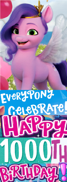 Size: 351x949 | Tagged: safe, derpibooru import, edit, editor:horsesplease, pipp petals, 1000, birthday, caption, expand dong, exploitable meme, g5, happy birthday, image, image macro, immortal, immortality, immortality is awesome, meme, millennium, pipp is immortal, png, text