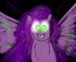 Size: 4400x3600 | Tagged: safe, artist:horsesplease, derpibooru import, pipp petals, and that's how equestria was made, creation, darkness, g5, glow, glowing eyes, grin, image, immortality, implied starlight glimmer, implied time travel, pipp is immortal, png, primordial chaos, smiling, space, this will end in creation, this will end in the big bang, time travel glimmer, universe, void