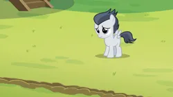Size: 1920x1080 | Tagged: safe, derpibooru import, screencap, rumble, pegasus, pony, marks and recreation, season 7, colt, cute, foal, image, left alone, male, png, rumblebetes, sad, sadorable, solo, spread wings, wings
