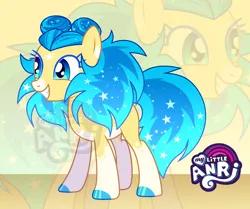 Size: 1280x1068 | Tagged: safe, artist:emperor-anri, derpibooru import, oc, unofficial characters only, earth pony, pony, coat markings, earth pony oc, ethereal mane, grin, hoof polish, image, jpeg, smiling, socks (coat marking), starry mane, zoom layer