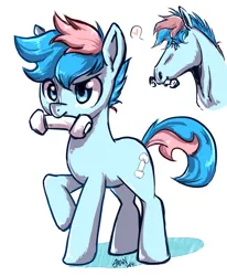 Size: 700x850 | Tagged: safe, artist:samonferrari, derpibooru import, oc, oc:blue chewings, unofficial characters only, earth pony, pony, chew toy, heart, hoers, image, png, raised hoof, simple background, solo, white background