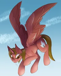 Size: 2000x2500 | Tagged: safe, artist:starcasteclipse, derpibooru import, oc, oc:eragor, unofficial characters only, alicorn, pony, alicorn oc, cloud, flying, high res, horn, image, png, signature, sky, solo, spread wings, wings