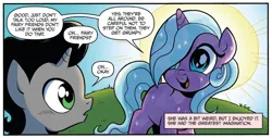 Size: 1242x630 | Tagged: safe, artist:brendahickey, derpibooru import, idw, king sombra, radiant hope, crystal pony, pony, unicorn, fiendship is magic, spoiler:comic, colt, dialogue, duo, female, filly, foal, g4, image, jpeg, male, mare, younger