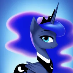 Size: 1024x1024 | Tagged: safe, derpibooru import, editor:dovakkins, machine learning generated, purplesmart.ai, stable diffusion, princess luna, alicorn, pony, crown, cute, female, g4, image, jewelry, lunabetes, mare, png, regalia, simple background, solo