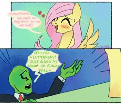 Size: 1676x1453 | Tagged: safe, artist:over-the-maginot, derpibooru import, fluttershy, oc, oc:anon, human, pegasus, pony, blushing, cliff, cliffhanger, comic, female, greentext, image, jpeg, male, mare, text