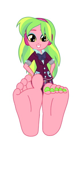 Size: 2700x5800 | Tagged: suggestive, artist:salemcat, derpibooru import, edit, editor:slayerbvc, vector edit, lemon zest, equestria girls, friendship games, barefoot, base, base used, clothes, crystal prep academy uniform, feet, female, fetish, foot fetish, foot focus, grin, headphones, image, nail polish, png, recolor, school uniform, simple background, smiling, soles, solo, toes, transparent background, vector