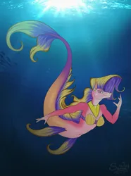 Size: 1043x1400 | Tagged: safe, artist:sunny way, derpibooru import, anthro, fish, horse, mermaid, merpony, pony, art, artwork, comic, cute, deep, digital art, female, image, mare, mermares, mlp comic, my little pony, ocean, pink mermare, pinup, png, pony comic, pony mermaid, smiling, solo, solo female, underwater, water