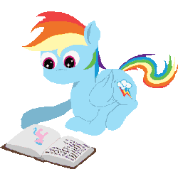 Size: 658x626 | Tagged: safe, artist:minus, derpibooru import, firefly, rainbow dash, zipp storm, pegasus, pony, mlp fim's twelfth anniversary, animated, blinking, book, colored wings, derpibooru exclusive, female, folded wings, g1, g4, g5, gif, image, inception, mare, multicolored hair, multicolored wings, pixel art, reading, simple background, sitting, starry eyes, transparent background, wingding eyes, wings