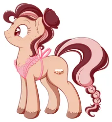 Size: 1798x1961 | Tagged: safe, artist:wownamesarehard, derpibooru import, oc, oc:sunshine cinnamon, unofficial characters only, earth pony, pony, apron, braid, braided tail, clothes, derpibooru exclusive, earth pony oc, female, freckles, frilly, hair bun, image, mare, multicolored hair, png, simple background, solo, tail, unshorn fetlocks, white background