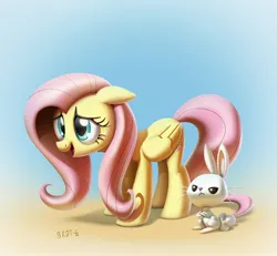 Size: 2048x1896 | Tagged: safe, artist:brdte, derpibooru import, angel bunny, fluttershy, pegasus, pony, rabbit, animal, commission, crossed arms, cute, duo, female, floppy ears, frown, image, jpeg, male, mare, open mouth, open smile, shyabetes, smiling