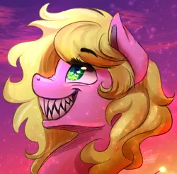 Size: 2014x1980 | Tagged: safe, artist:scarlett-letter, derpibooru import, oc, oc:twisted ankle, unofficial characters only, earth pony, bust, image, nose wrinkle, png, portrait, profile, sharp teeth, sketch, solo, teeth, toothy grin