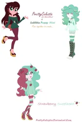 Size: 822x1220 | Tagged: safe, artist:prettycelestia, oc, oc:lolita popsy mint, oc:strawberry sweetheart, boots, food, fusion, heart, high heel boots, image, neckless, png, shoes, strawberry