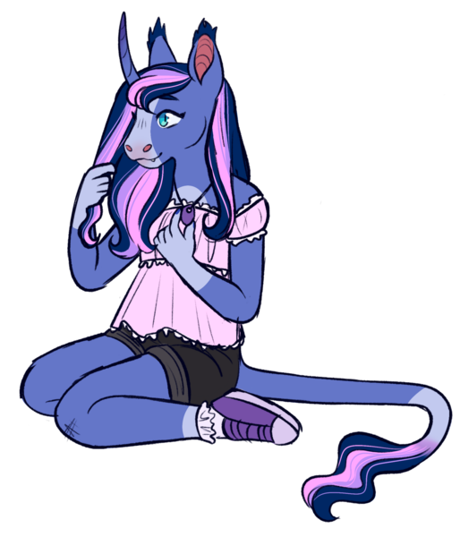 Size: 1280x1493 | Tagged: safe, artist:s0ftserve, derpibooru import, oc, oc:stormdrop, oc:stormdrop midnight sparkle, anthro, autism, clothes, image, magical lesbian spawn, magical threesome spawn, offspring, parent:fluttershy, parent:rainbow dash, parent:twilight sparkle, parents:flutterdash, parents:flutterdashlight, parents:twidash, parents:twishy, png, shirt, shorts, simple background, solo, transparent background