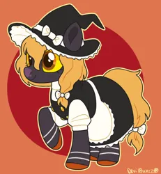 Size: 540x585 | Tagged: safe, artist:devilbunzz, derpibooru import, ponified, pony, clothes, crossover, cute, dress, female, hat, image, jpeg, kirisame marisa, mare, touhou, witch, witch hat