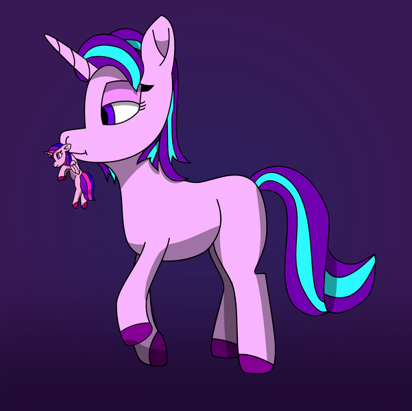 Size: 2000x1998 | Tagged: safe, artist:timcryt, derpibooru import, starlight glimmer, twilight sparkle, twilight sparkle (alicorn), alicorn, pony, unicorn, female, image, mare, png, simple background, size difference