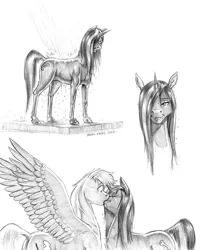 Size: 1100x1333 | Tagged: safe, artist:baron engel, derpibooru import, oc, oc:fantasy, oc:sky brush, pegasus, pony, female, image, jpeg, male, mare, monochrome, pencil drawing, shower, stallion, story included, traditional art, wet, wet mane