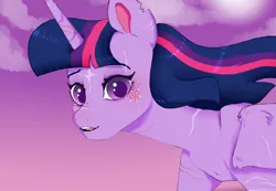 Size: 1286x892 | Tagged: safe, artist:woollyart, derpibooru import, twilight sparkle, twilight sparkle (alicorn), alicorn, pony, alternative cutie mark placement, female, image, jpeg, looking at you, mare, open mouth, scar, solo