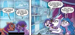 Size: 695x325 | Tagged: safe, derpibooru import, idw, izzy moonbow, pipp petals, sunny starscout, zipp storm, earth pony, pegasus, pony, unicorn, my little pony: a new generation, spoiler:comic, spoiler:g5comic, spoiler:g5comic06, female, g5, image, mare, monitor, png