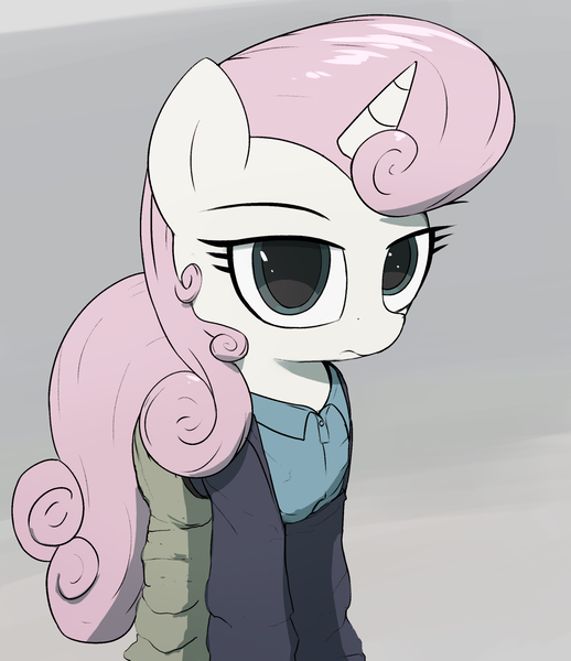 Size: 2000x2317 | Tagged: safe, artist:vultraz, derpibooru import, twinkleshine, pony, unicorn, baneposting, cia (batman), clothes, female, frown, horn, image, looking at you, mare, png, solo