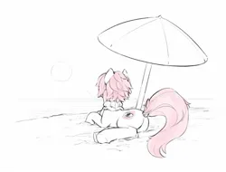 Size: 1621x1234 | Tagged: safe, artist:quotepony, parasol, oc, pony, beach, image, jpeg, sand, simple background, sketch, sketch dump, smoking