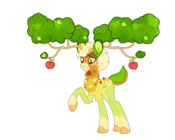 Size: 2500x2000 | Tagged: safe, derpibooru import, the great seedling, oc, oc:orchard soul, antlers, apple, food, image, png, solo