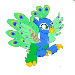 Size: 2200x2200 | Tagged: safe, derpibooru import, oc, oc:azul ola, bird, hippogriff, peacock, image, png, solo