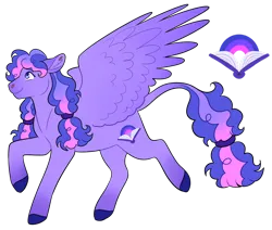 Size: 1280x1086 | Tagged: safe, artist:s0ftserve, derpibooru import, oc, oc:storybook, pegasus, pony, curly hair, cutie mark, female, image, leonine tail, magical lesbian spawn, mare, offspring, parent:pinkie pie, parent:twilight sparkle, parents:twinkie, png, simple background, solo, transparent background