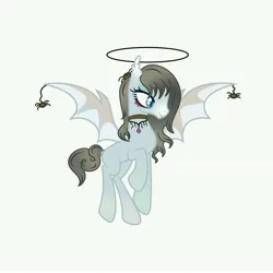 Size: 6890x6890 | Tagged: safe, artist:riofluttershy, derpibooru import, oc, oc:fiodora, unofficial characters only, bat pony, spider, bat pony oc, bat wings, choker, flying, halo, image, jewelry, jpeg, necklace, simple background, white background, wings