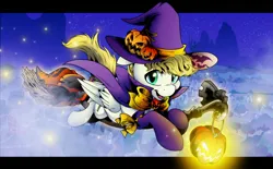 Size: 4000x2480 | Tagged: safe, artist:dormin-dim, derpibooru import, oc, oc:exist, hippogriff, hybrid, pony, commission, cute, griffequus, halloween, hat, holiday, image, jpeg, pumpkin, soft, wings, witch, witch hat, ych result