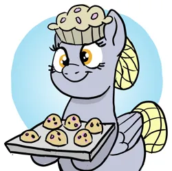 Size: 1694x1687 | Tagged: safe, artist:doodledonutart, derpibooru import, derpy hooves, pegasus, pony, female, food, image, muffin, png, solo, that pony sure does love muffins