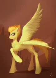 Size: 2439x3392 | Tagged: safe, artist:thelordgemm, derpibooru import, spitfire, pegasus, pony, chest fluff, female, image, png, solo