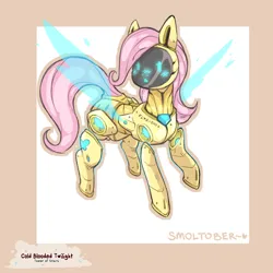 Size: 1200x1200 | Tagged: safe, alternate version, artist:cold-blooded-twilight, derpibooru import, fluttershy, pony, robot, blushing, female, filly, floating, flutterbot, foal, glow, image, machine, mecha, png, raised tail, solo, tail