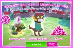Size: 1961x1295 | Tagged: safe, derpibooru import, idw, official, unnamed character, diamond dog, advertisement, bow, brown fur, bush, choker, collar, costs real money, dog collar, english, female, female diamond dog, flower, gameloft, gem, hair bow, idw showified, image, jpeg, numbers, sale, solo, solo focus, text, white fur, wishing flower, yellow eyes