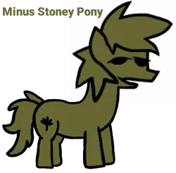 Size: 305x300 | Tagged: safe, artist:bbpanzu, derpibooru import, edit, editor:pagiepoppie12345, oc, oc:stoney poney, unofficial characters only, drugs, friday night funkin', funkin' is magic, high, image, marijuana, png, simple background, smiling, stoned, text, transparent background