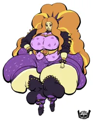 Size: 2550x3300 | Tagged: suggestive, artist:ryujinkakka, adagio dazzle, human, adagio wobble, commission, disproportional anatomy, fat, female, humanized, image, impossibly large thighs, png, simple background, solo, thighs, thunder thighs, white background