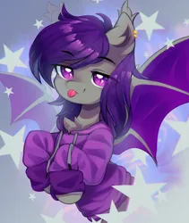 Size: 1280x1514 | Tagged: safe, artist:astralblues, derpibooru import, oc, bat pony, pony, clothes, female, hoodie, image, jpeg, mare, solo