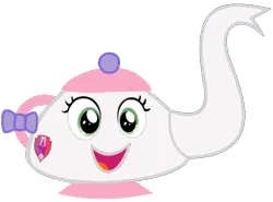 Size: 548x405 | Tagged: safe, artist:pagiepoppie12345, derpibooru import, sweetie belle, ponified, object pony, original species, pony, bow, cutie mark, female, image, inanimate tf, objectification, png, simple background, smiling, stars, sweetie belle's cutie mark, sweetie pot, teapot, the cmc's cutie marks, transformation, transparent background