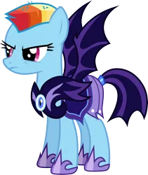 Size: 3000x3555 | Tagged: safe, artist:cloudyglow, derpibooru import, rainbow dash, the cutie re-mark, alternate hairstyle, alternate timeline, armor, image, night guard, night guard dash, nightmare takeover timeline, png, simple background, solo, transparent background, vector