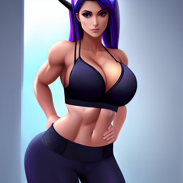 Size: 1024x1024 | Tagged: suggestive, derpibooru import, machine learning generated, aria blaze, human, belly button, breasts, busty aria blaze, clothes, humanized, image, jpeg, midriff, pants, sports bra, yoga pants