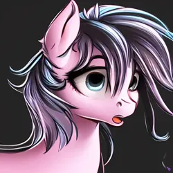 Size: 1024x1024 | Tagged: safe, derpibooru import, machine learning generated, stable diffusion, oc, unnamed oc, pony, ear fluff, existential crisis, female, i've seen some shit, image, mare, messy mane, nostril flare, open mouth, png, scared, shocked, simple background, solo