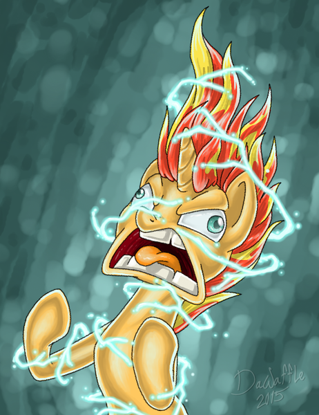 Size: 786x1020 | Tagged: safe, artist:bananasplitzel, artist:da-waffle, derpibooru import, sunset shimmer, pony, unicorn, angry, female, image, lightning, open mouth, png, rage, solo