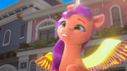 Size: 1280x716 | Tagged: safe, derpibooru import, screencap, sunny starscout, alicorn, pony, my little pony: a new generation, my little pony: make your mark, my little pony: make your mark chapter 2, spoiler:g5, spoiler:my little pony: make your mark chapter 2, ali-conned, animated, artificial horn, artificial wings, augmented, cheerful, cute, excited, excitement, female, g5, glad, glow, glowing horn, glowing wings, happy, horn, image, magic, magic horn, magic wings, mare, race swap, smiling, solo, sound, sunnybetes, sunnycorn, webm, whinny, wings