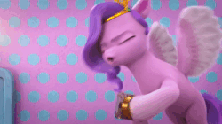 Size: 1280x716 | Tagged: safe, derpibooru import, screencap, pipp petals, sparky sparkeroni, dragon, pegasus, pony, my little pony: make your mark, my little pony: make your mark chapter 2, spoiler:g5, spoiler:my little pony: make your mark chapter 2, ali-conned, animated, apple, auntie pipp, baby, baby dragon, female, flying, food, fruit, g5, headband, hitting, image, injured, jewelry, laughing, loop, male, mare, mobile phone, pain, phone, pipp and sparky, recording, regalia, smartphone, sound, throwing, webm