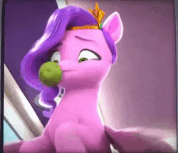 Size: 480x412 | Tagged: safe, derpibooru import, screencap, pipp petals, my little pony: make your mark, my little pony: make your mark chapter 2, spoiler:g5, spoiler:my little pony: make your mark chapter 2, ali-conned, animated, bow, crying, fruit, funny, g5, hair bow, image, injured, loop, mobile phone, montage, oh yeah, phone, solo, sound, wah, webm