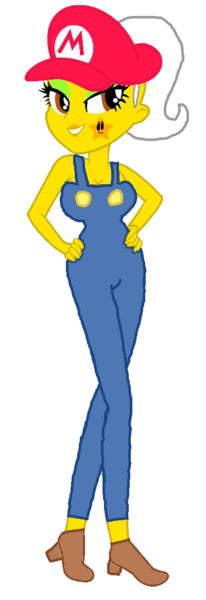 Size: 400x1166 | Tagged: questionable, artist:smbros, derpibooru import, oc, oc:starla star, unofficial characters only, human, equestria girls, big breasts, breasts, clothes, cosplay, costume, crossover, eyeshadow, hand on hip, high heels, humanized, image, makeup, png, ponytail, power up gals, power-up, sensei, shoes, simple background, solo, super mario bros., super star, transparent background