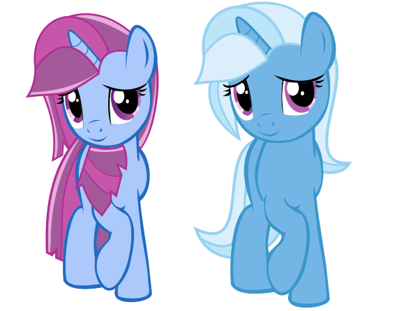 Size: 589x446 | Tagged: safe, artist:magictimeymare12, derpibooru import, star swirl, trixie, pony, unicorn, duo, duo female, female, image, mare, png, simple background, transparent background, vector