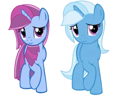 Size: 589x446 | Tagged: safe, artist:magictimeymare12, derpibooru import, star swirl, trixie, pony, unicorn, duo, duo female, female, image, mare, png, simple background, transparent background, vector