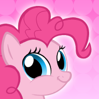 Size: 200x200 | Tagged: safe, artist:slickblade, derpibooru import, pinkie pie, earth pony, pony, faic, glow, gradient background, image, png, profile picture, simple background, smiling, smirk, solo, twiface, uploader:slickblade